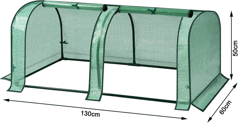 WOLTU Zahradní skleník PE poloprůhledný 130x60x50cm 130g/m² vodotěsný odolný proti povětrnostním vlivům zelený