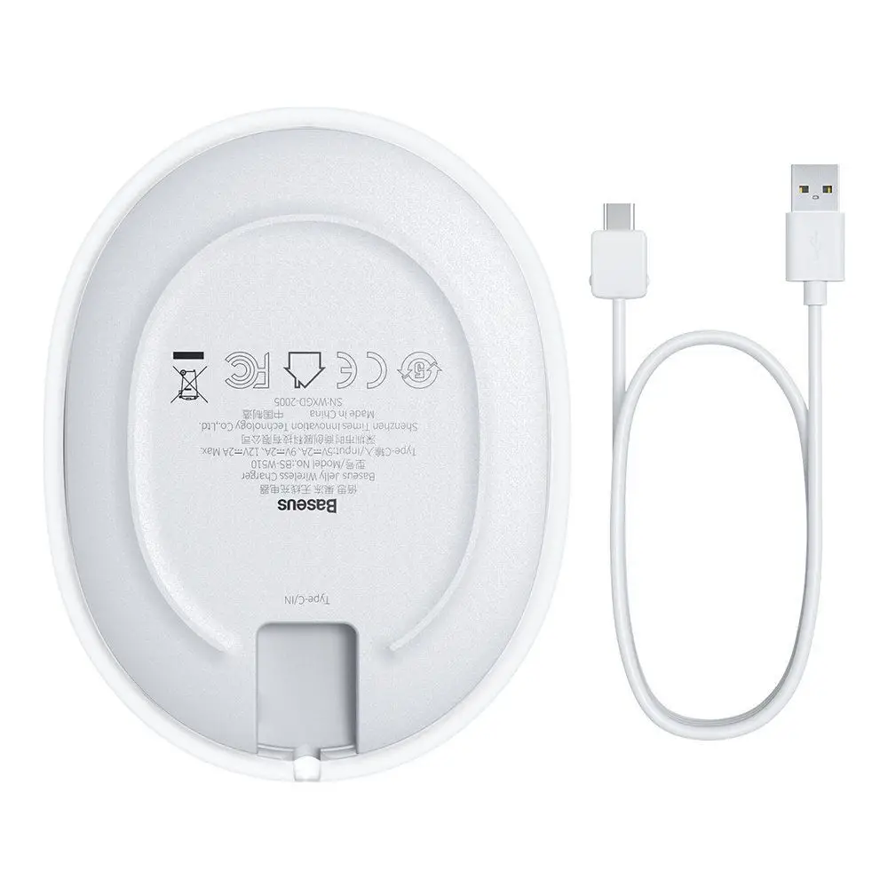 BASEUS Jelly Wireless bezdrátová nabíječka 15W, bíla