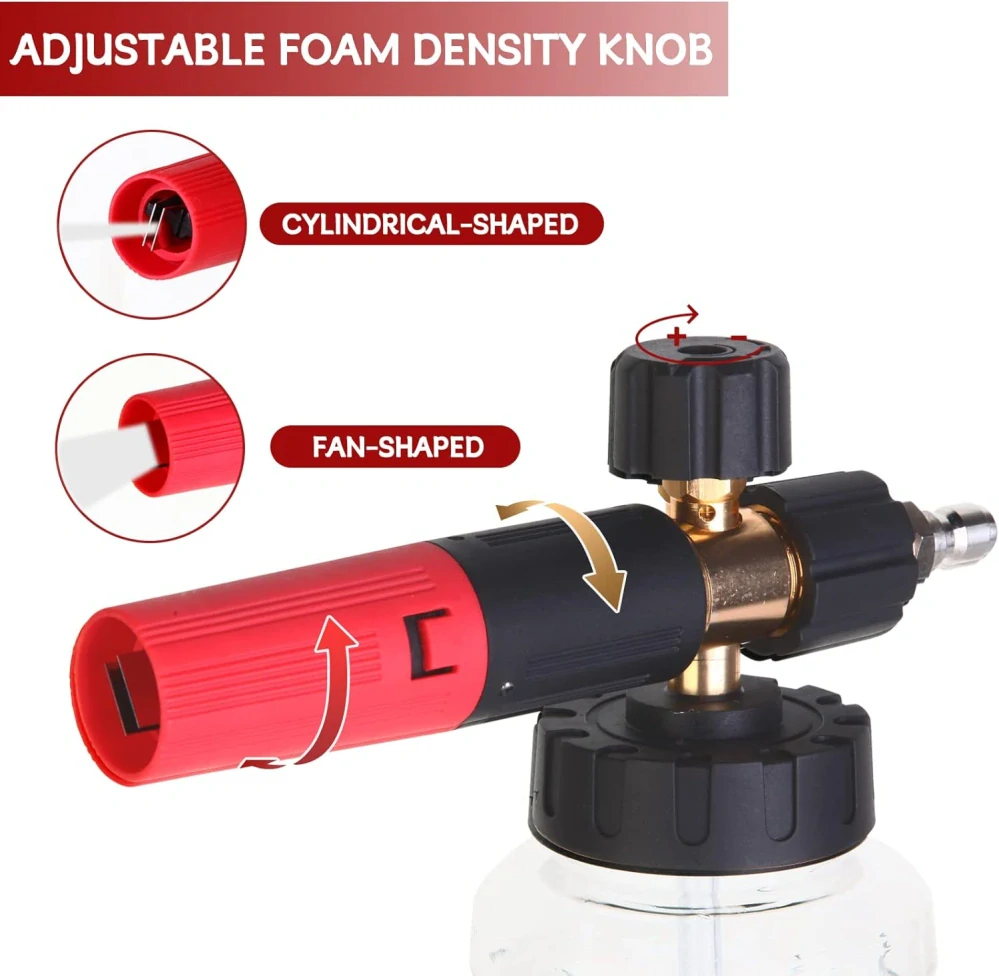 DANCINGBOAR Foam Cannon Kompatibilní s 1/4 rychloupínací tlakovou myčkou, 1l