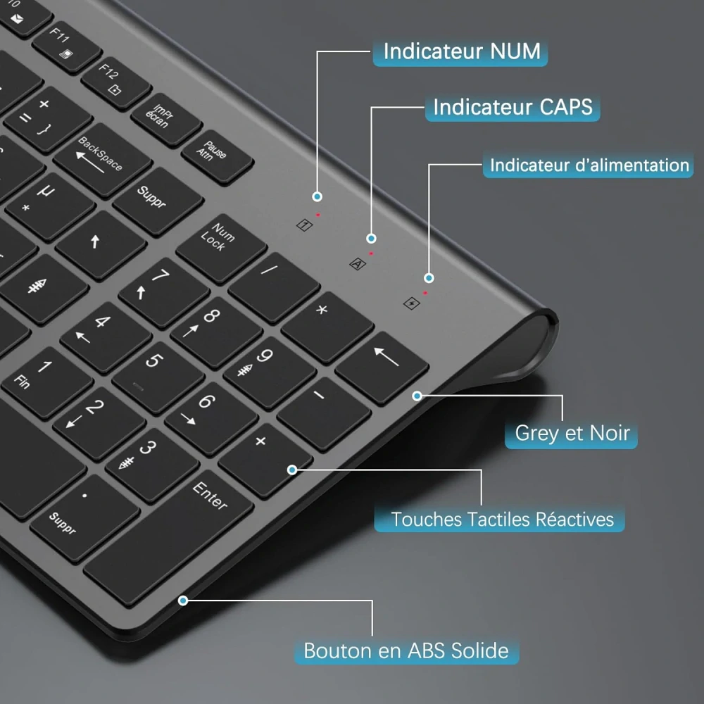 Bezdrátová klávesnice JOYACCESS Myš, 2,4 GHz bezdrátová klávesnice AZERTY