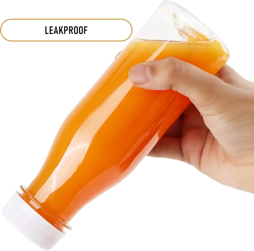 BELLE VOUS 20 balení 250 ml/8,5 oz plastové láhve na džus s bílým víčkem s viditelným poškozením