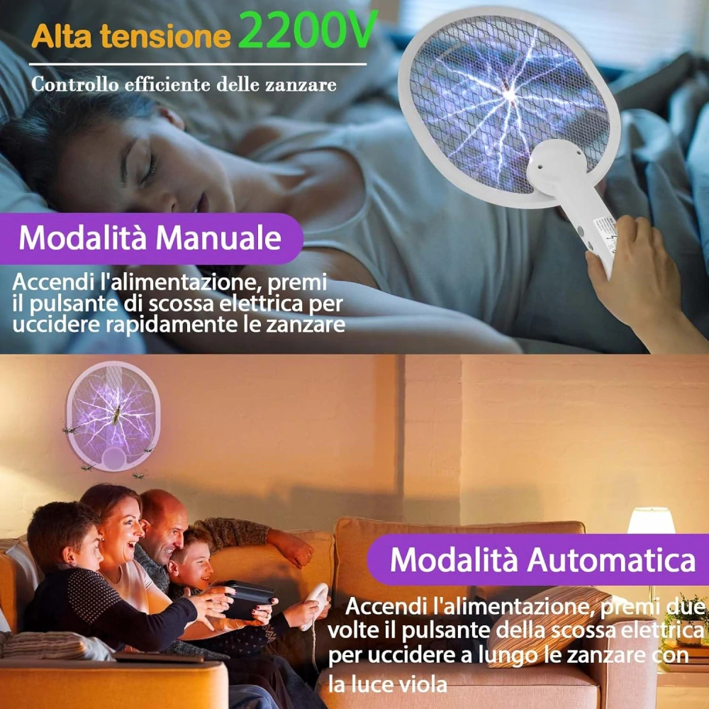Elektrická plácačka na mouchy Feloyal, 3v1