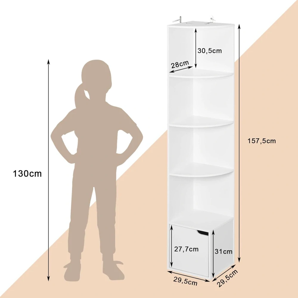 WOLTU rohová police, knihovna