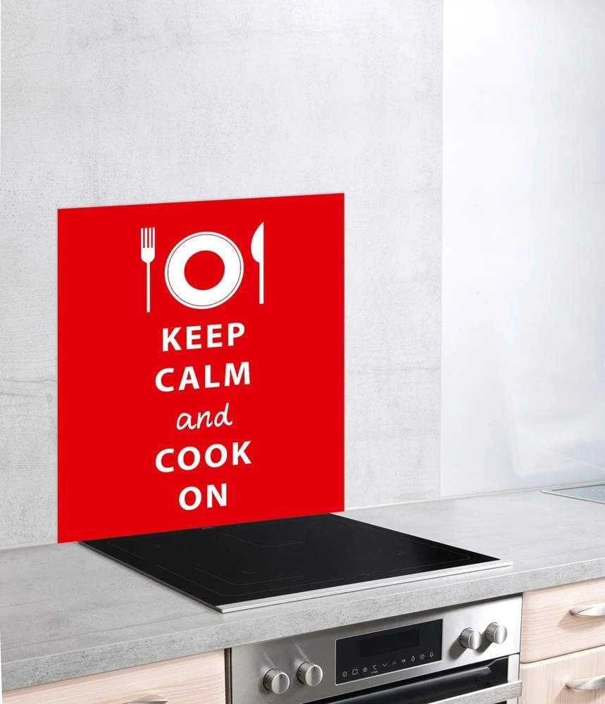 Tvrdené sklo na steny do kuchyne, Wenko Keep Calm, 60x70 cm