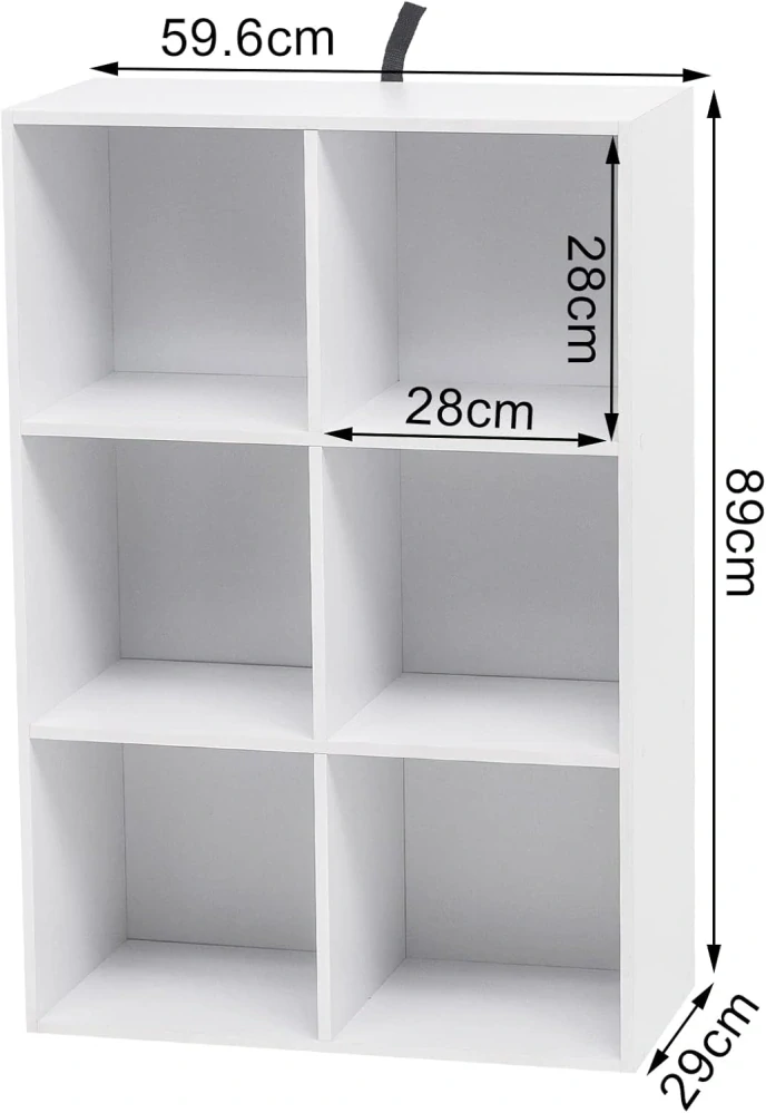 WOLTU SK002ws3 6komorová knihovna 59,6 x 29 x 89 cm
