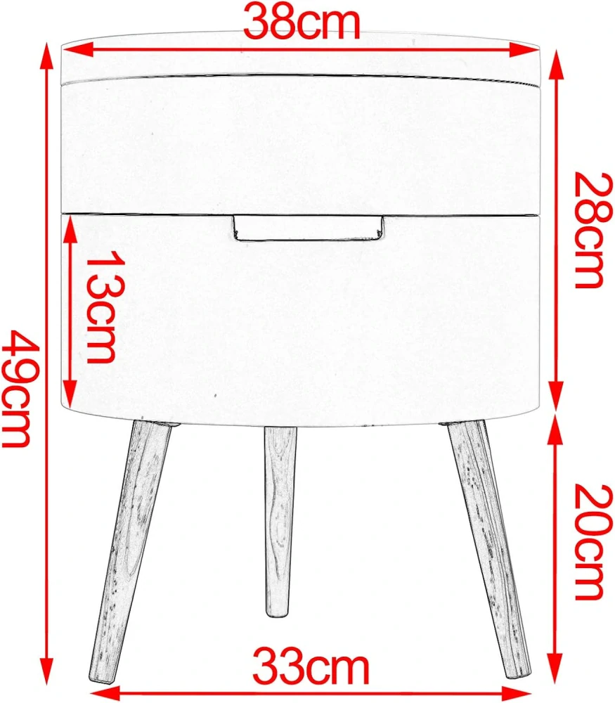 WOLTU TS50ws-1 noční stolek 38 x 38 x 51 cm