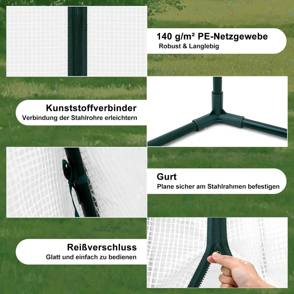 Fóliový skleník WOLTU pro zimní ochranu, odolný vůči povětrnostním vlivům, 240 x 200 x 200