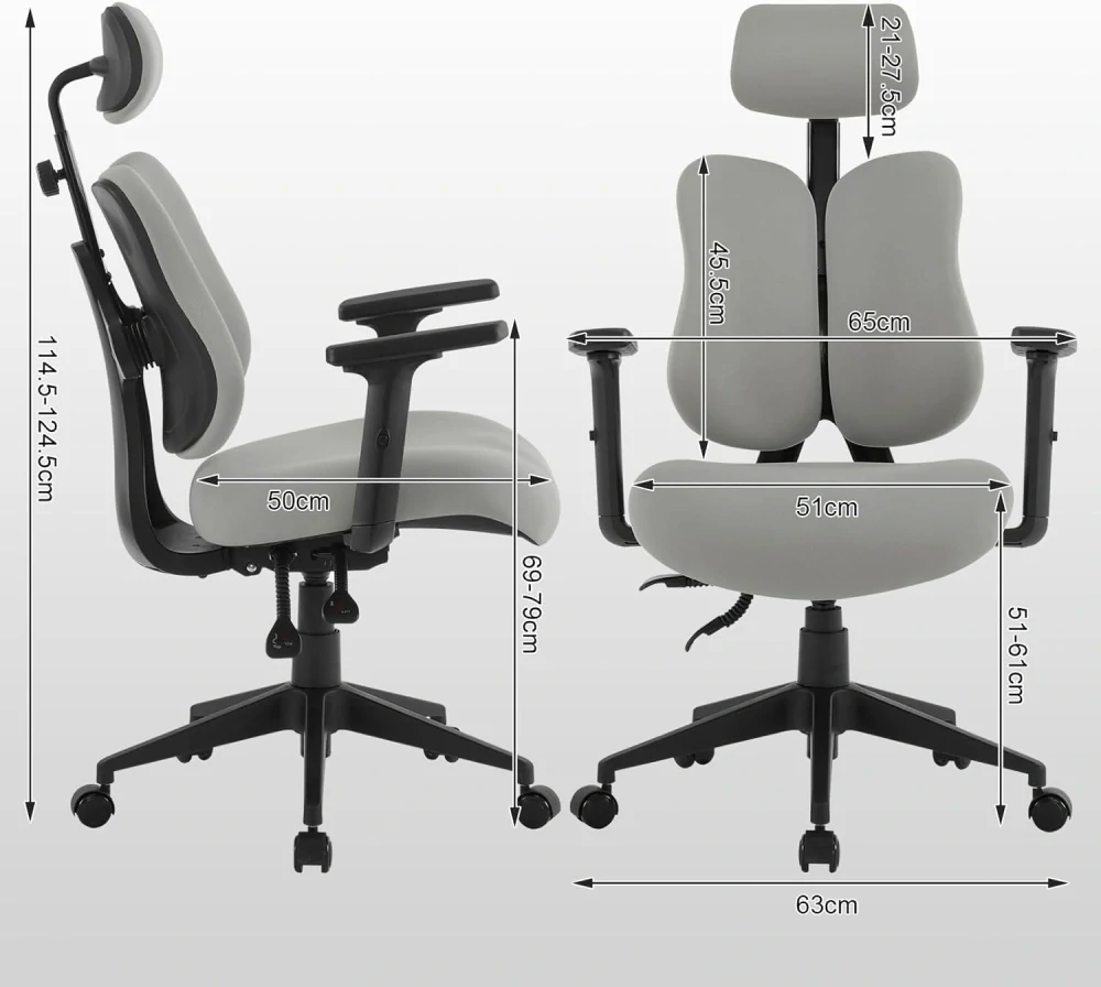 WOLTU BS151gr Ergonomická kancelářská židle