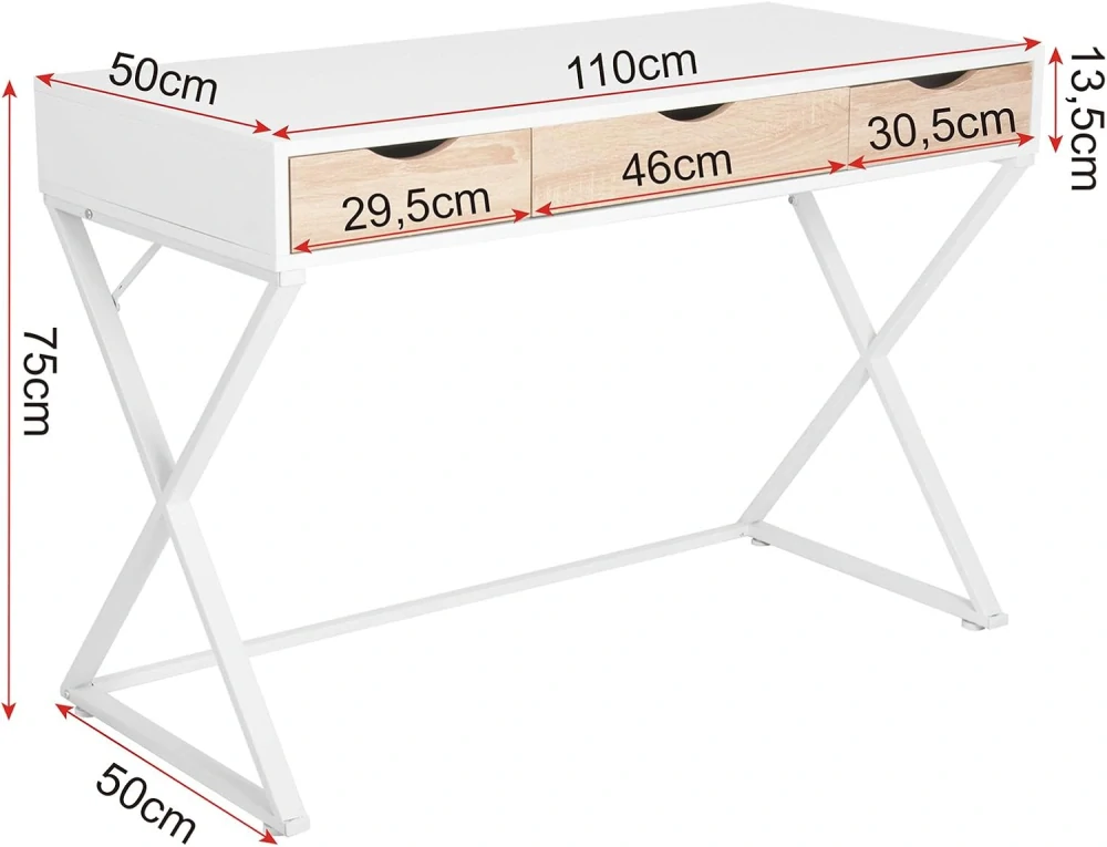 WOLTU TS40ws Psací stůl Počítačový stůl 110x50x75cm,Bílý