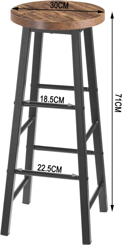 WOLTU sada 2 barových stoliček v industriálním stylu