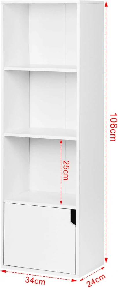 eSituro knihovna bílá úzká,24D x 34Š x 106V cm