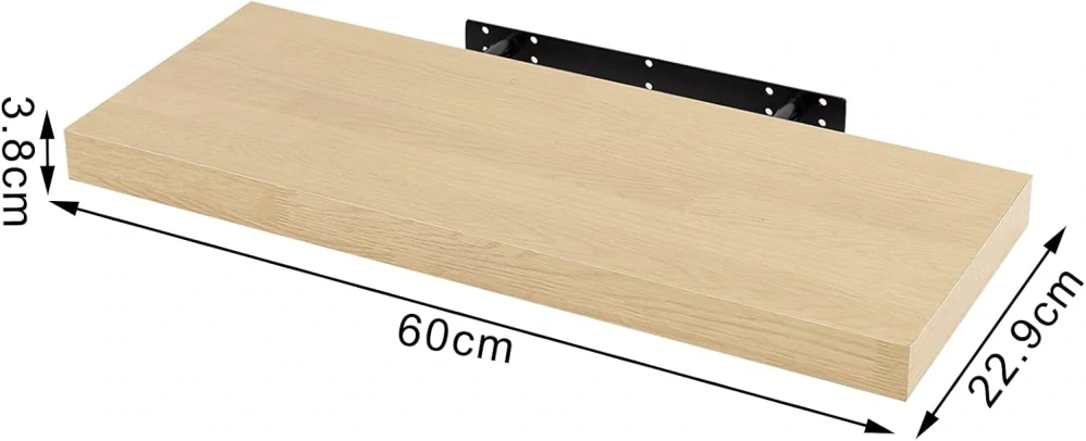 WOLTU nástěnná police,60x22,9x3,8cm žlutý dub
