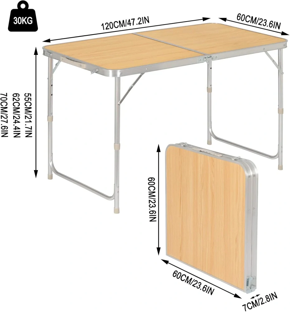 Kempingový stůl WOLTU 59,9 D x 119,9 W x 60 V