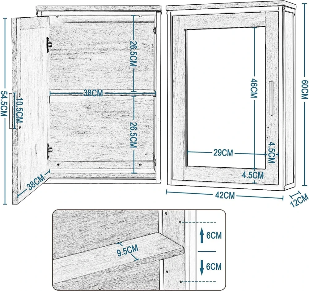EUGAD 0019WY zrcadlová koupelnová skříňka 42 x 12 x 58,5 cm