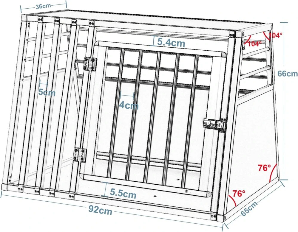 EUGAD přepravní box na psa hliníkový Š92 x V66 x H65 cm 0011LL