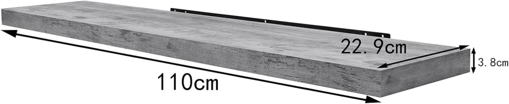 WOLTU RG9316grei 1 kus plovoucí police 110 x 22 x 3,8 cm, šedý dub