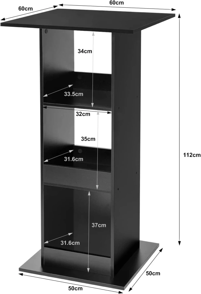 WOLTU barový stůl, výška stolu 112 cm, černá