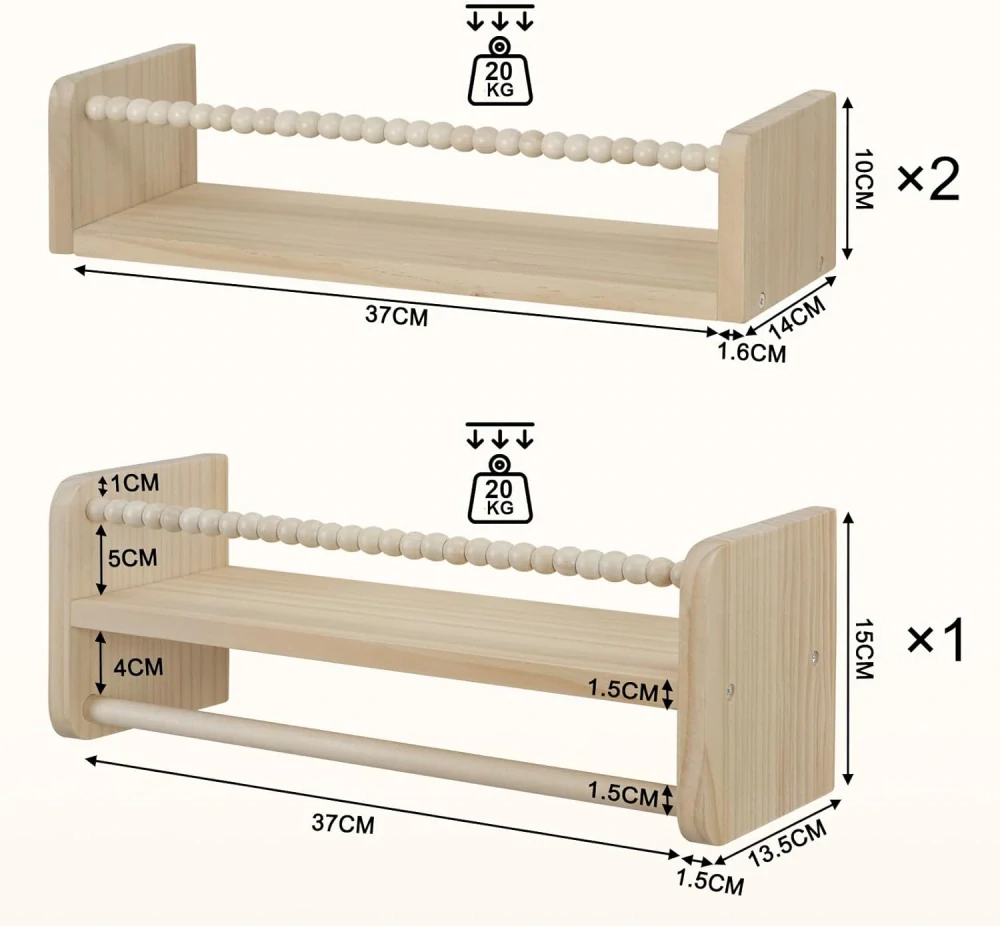 Plovoucí police WOLTU 3 ks pro děti 40 cm 