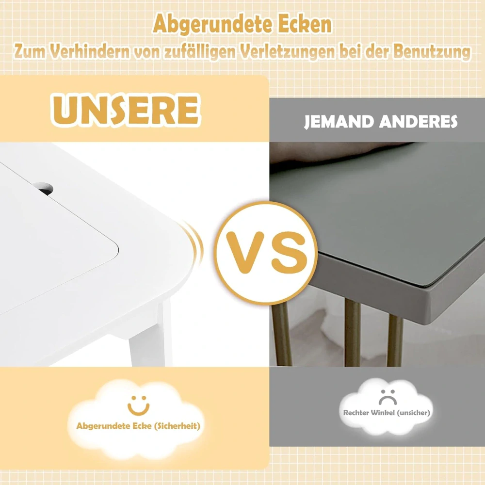 Sada dětských stolků a židliček WOLTU, bílý 60 x 60 x 49 cm