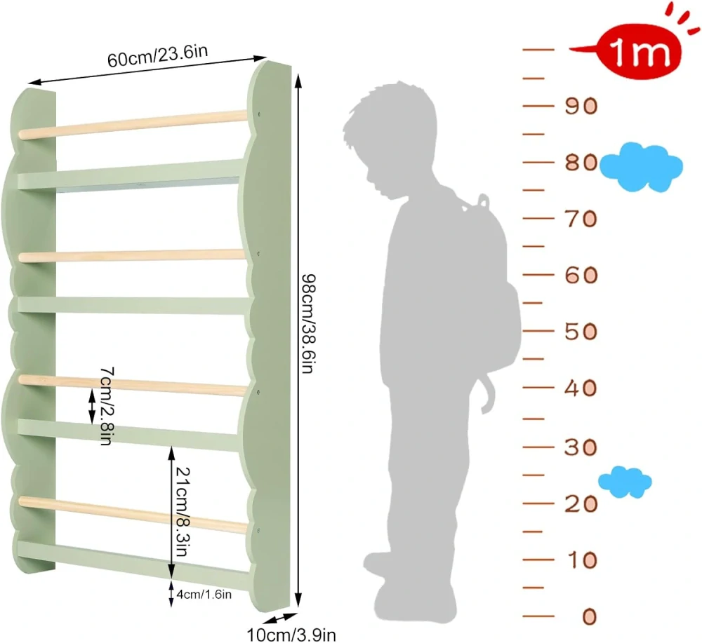 Dětská knihovna WOLTU nástěnná police