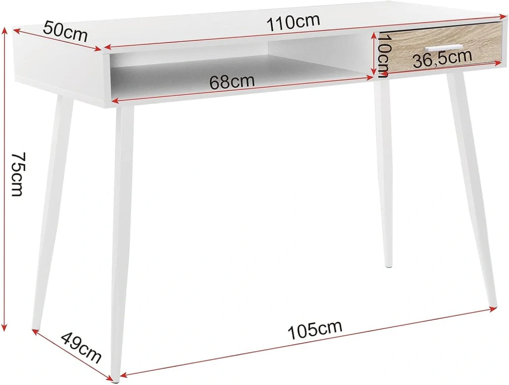 Woltu TS39ws počítačový stůl, kancelářský stůl  110 x 50 x 75 cm