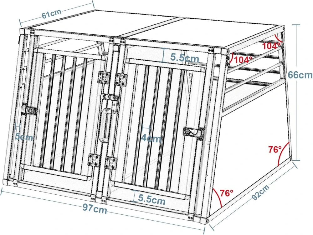 EUGAD 0012LL hliníkový přepravní box pro psy š 97 x v 66 x H 92 cm