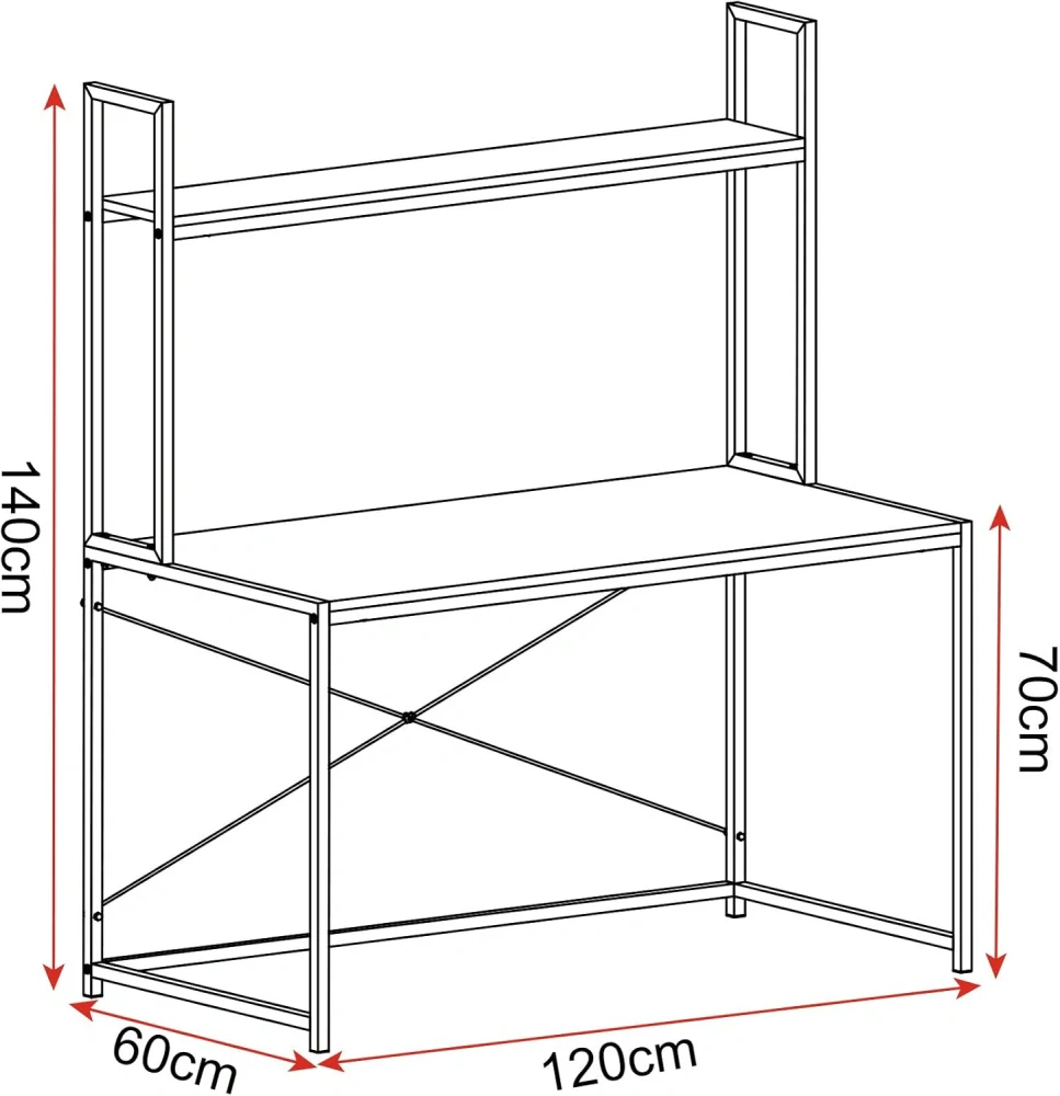 WOLTU TSB02hei dřevěný a ocelový počítačový stůl 120 x 60 x 140 cm