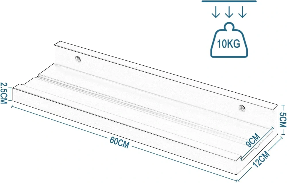 EUGAD nástěnné police, sada 3 ks 60 x 5 x 12 cm