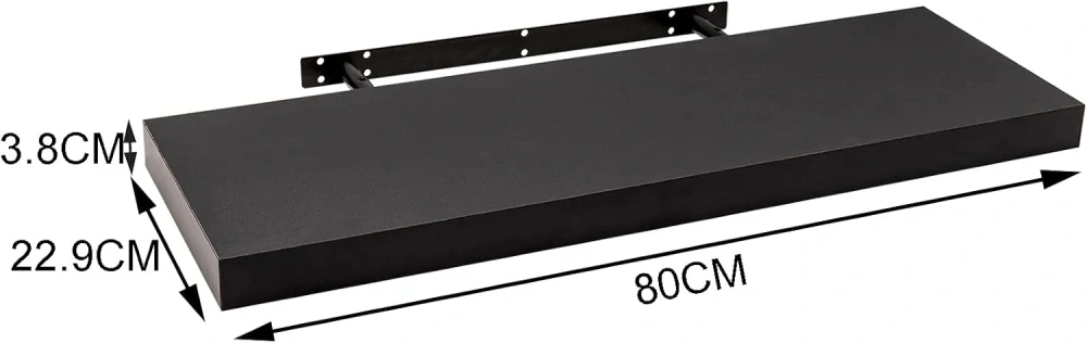 Černé dřevěné plovoucí police WOLTU Nástěnné police 80 cm dlouhé RG9318SZ