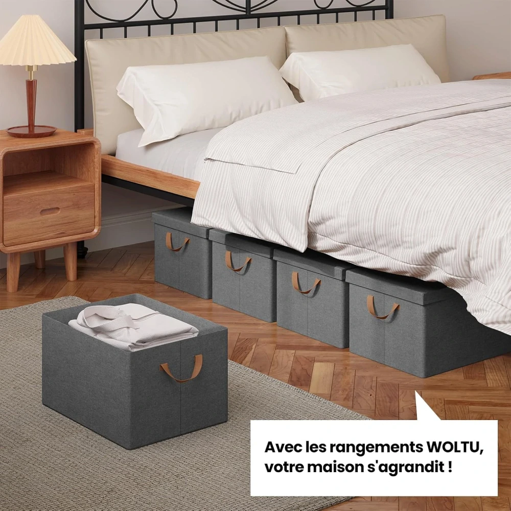 WOLTU ABB03gbn-5 Sada 5 úložných boxů,43 x 26 x 33 cm