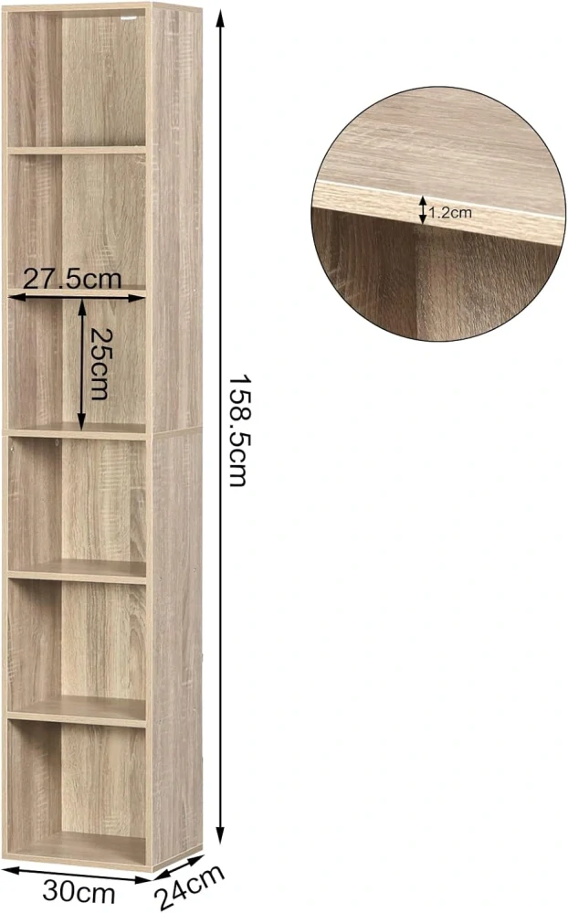 WOLTU SK003hei6 Knihovna 30 x 158,5 x 24 cm (Š x V x H)