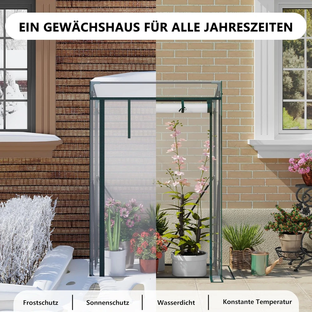 WOLTU Fóliový skleník Rajčatový skleník 100 x 50 x 150/136 cm