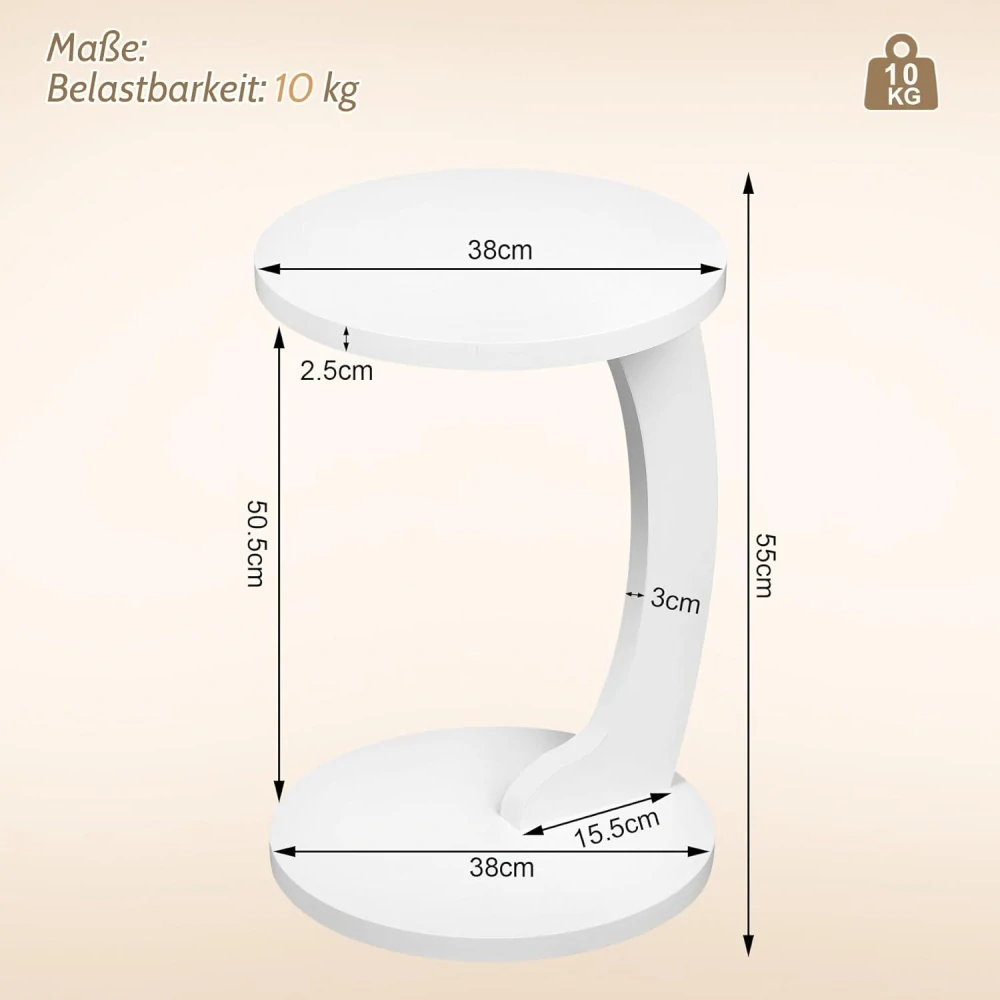 WOLTU BTS20ws Konferenční stolek ve tvaru C Kulatý