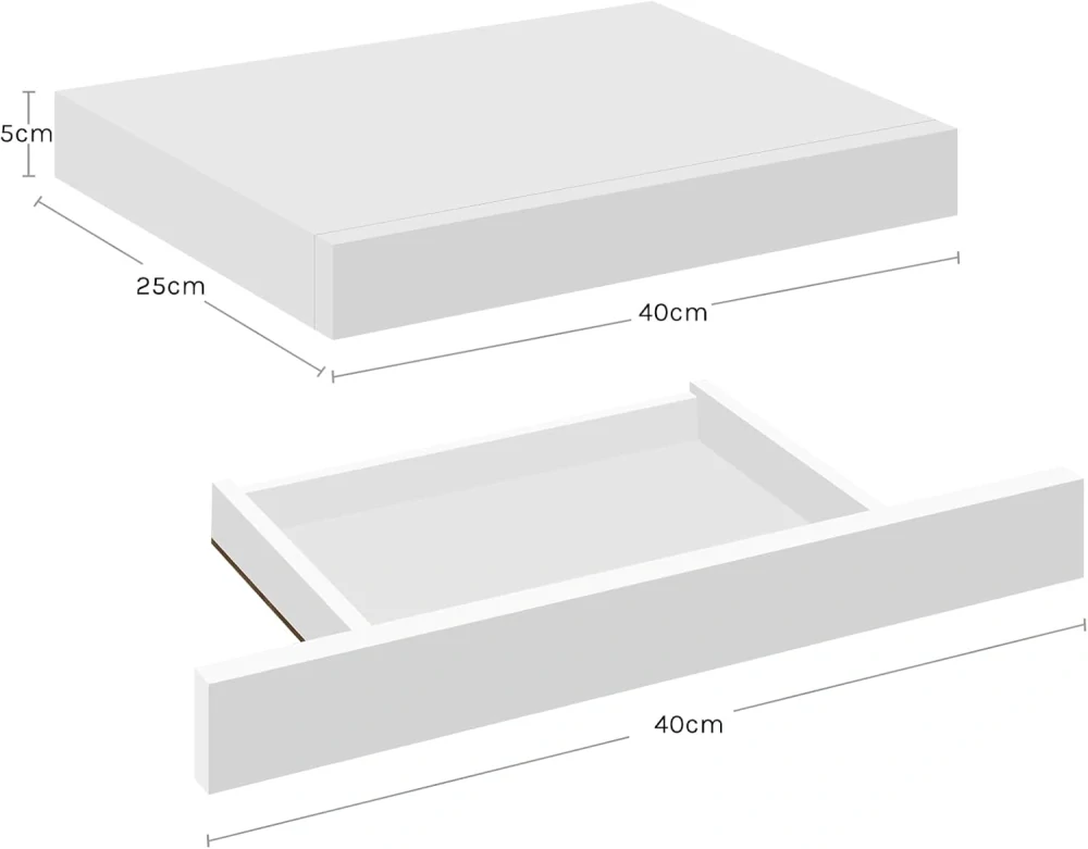 Plovoucí police se zásuvkou Bílá 40x25x5cm RG9344ws