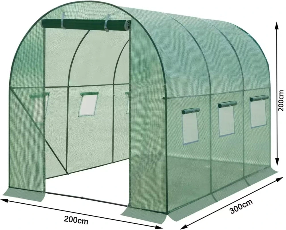 Skleník WOLTU 300x200x200cm, skleník s fólií, rajský stan s dveřmi se 6 okny