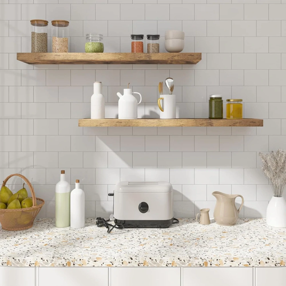 WOLTU RG9369hov Nástěnná police Závěsná plovoucí police na CD DVD 70 x 23 x 8,8 cm Hnědá