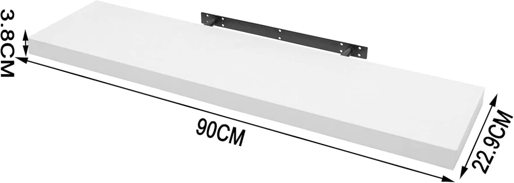 Woltu RG9370ws nástěnná CD DVD police na knihy Bílá 90 x 22,8 x 3,8 cm