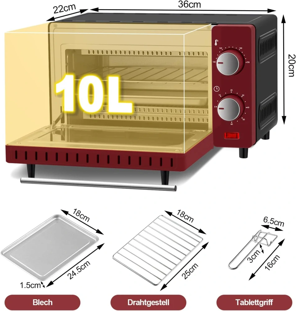 Mini trouba WOLTU 10 litrů, 650 W