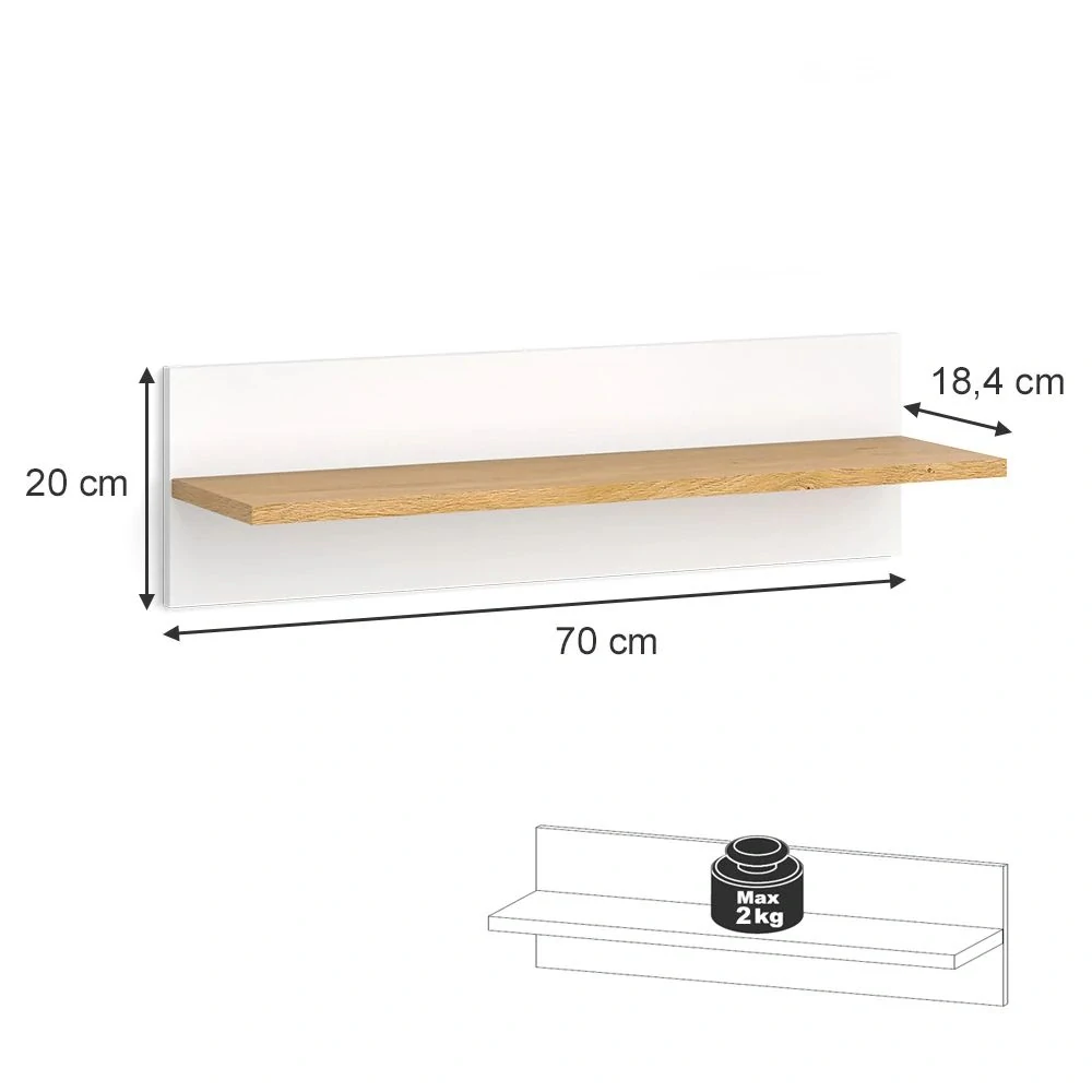 Police na dětský pokoj Bílá 70 x 20 cm, Malia