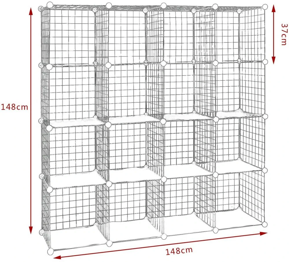 Policový systém WOLTU Wire Cube 16 přihrádek 148X37X148cm, černá
