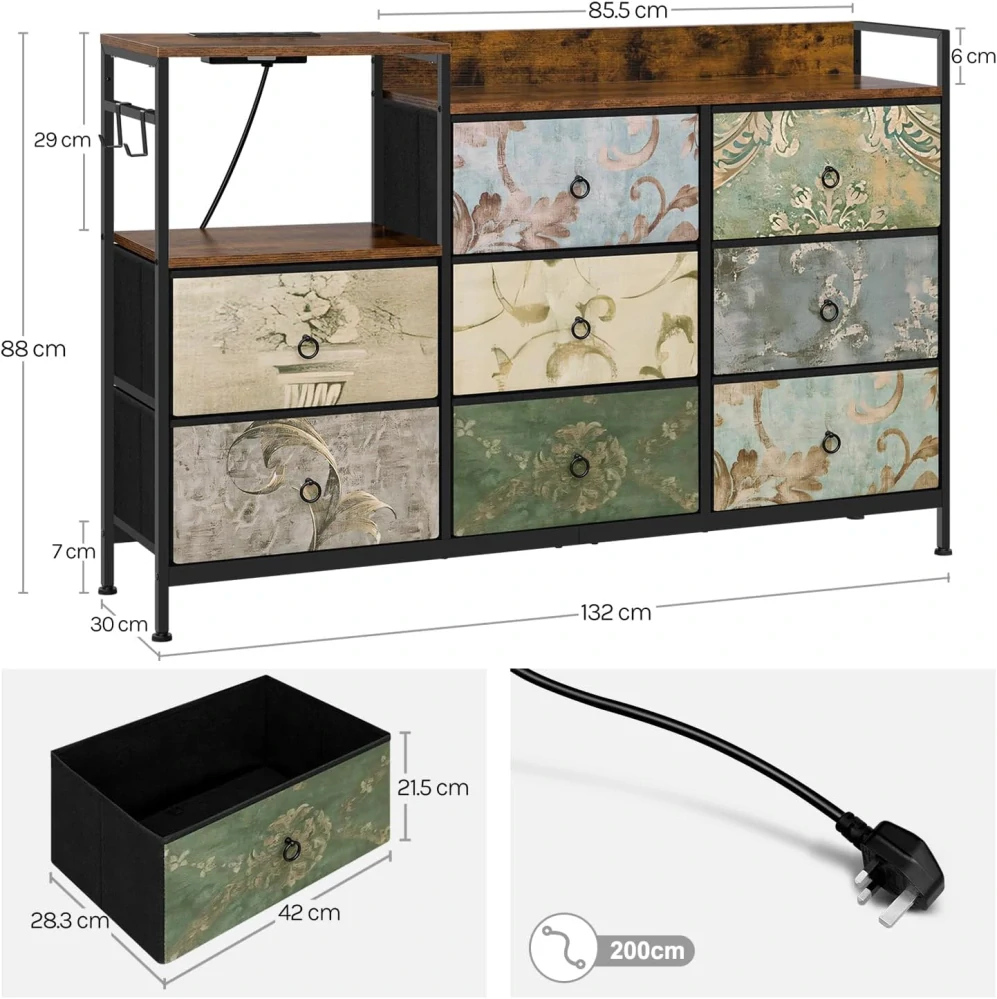 WOLTU Komoda s 8 zásuvkami 30H x 132Š x 88V