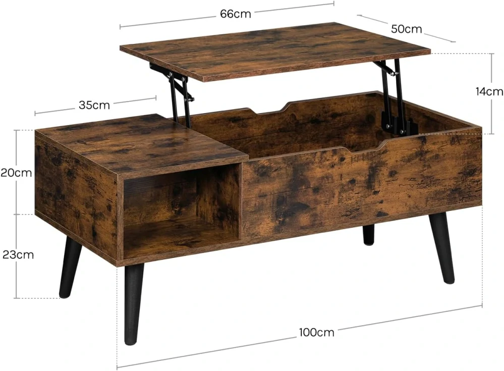 WOLTU BTS26vbn Zvedací konferenční stolek 100 x 50 x (43 – 57) cm