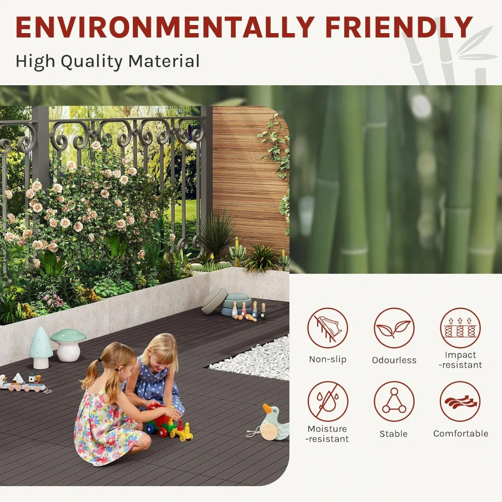 WOLTU WPC dlaždice 30 x 60 cm pro zahradu a terasu 6 kusů/1 m²
