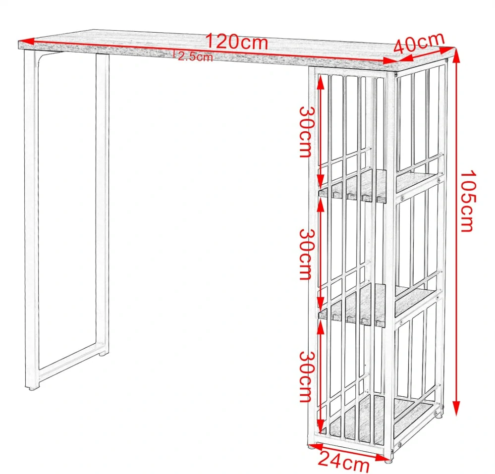 WOLTU BT26hei Barový stůl 120x40x105cm
