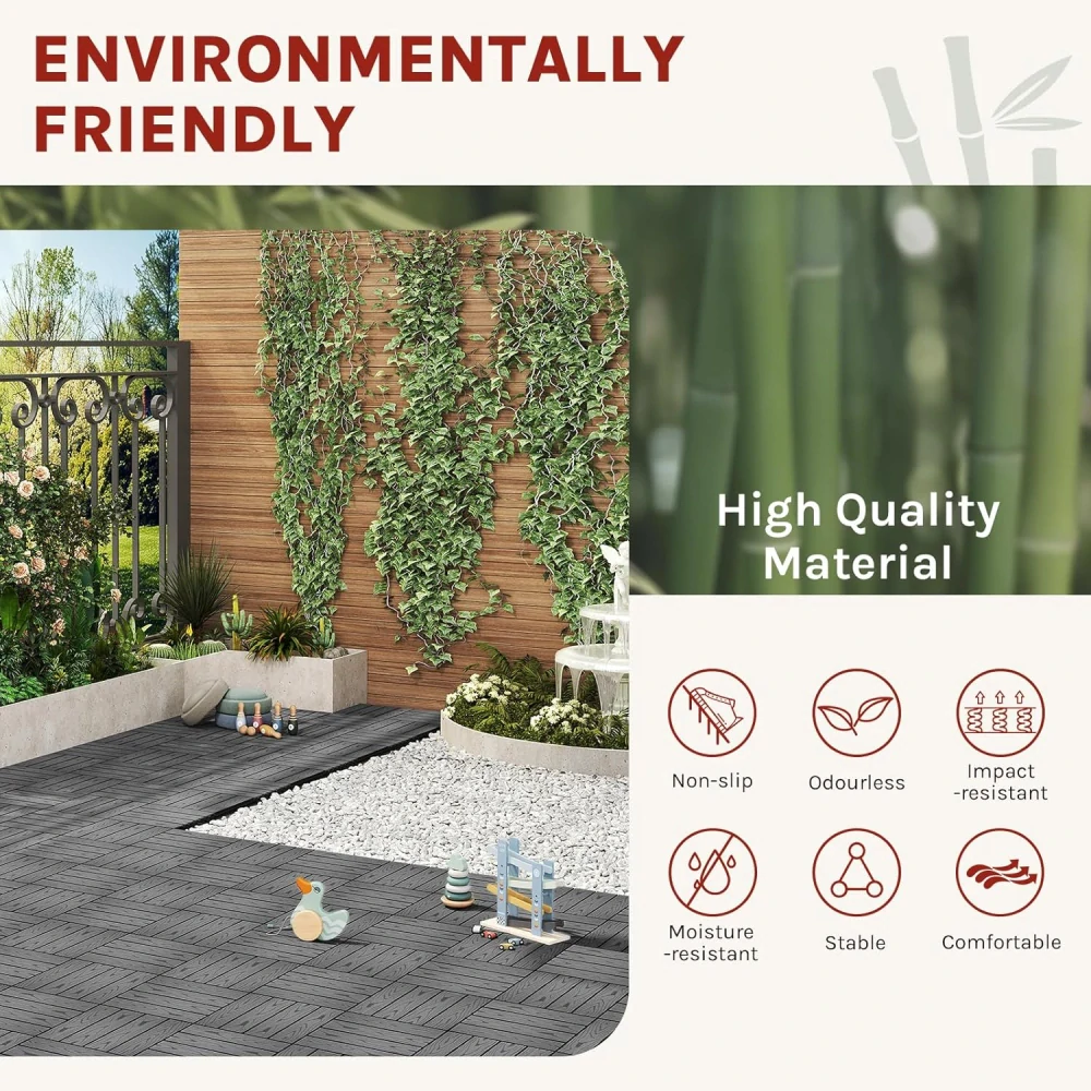 WOLTU WPC dlaždice 30 x 30 cm pro zahradu,  šedá, 11 kusů/1 m²