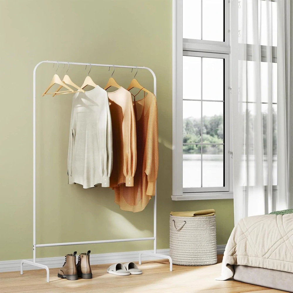 eSituro SGR0092 Věšák na kabáty, kovový, bílý, 99 x 46 x 152 cm