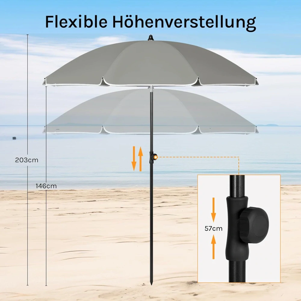 Slunečník WOLTU Průměr 175 cm, Balkónový slunečník, Plážový slunečník