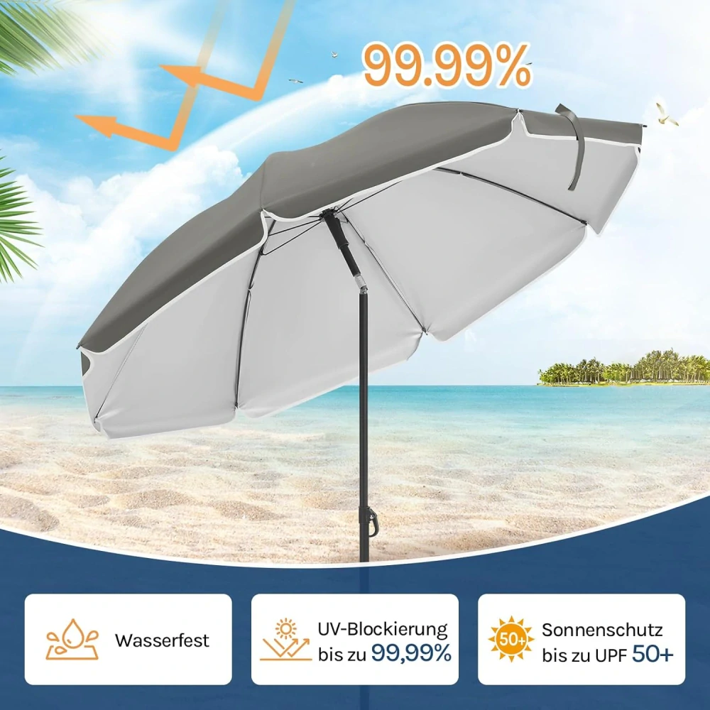 WOLTU Balkónový slunečník Průměr 135 cm, tmavě šedý