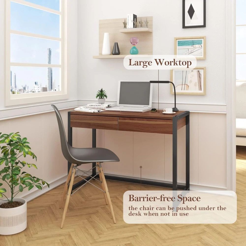 WOLTU® TSG27dc Počítačový stůl, kancelářský stůl 100 x 50 x 76 cm (Š x H x V), tmavý buk