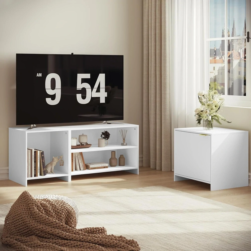 WOLTU TVS001ws2 TV stolek pro TV 160 x 45 x 39 cm, bílý